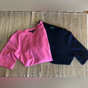 NWOT RALPH LAUREN s1X 1/2 sleeve 2 pack navy/pink-1 boat neck, 1 v-neck 💯cotton